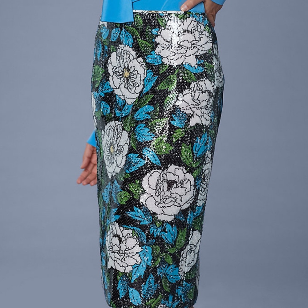 NWT DVF floral sequin skirt.